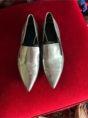 Alexander Wang Silver Pointed-Toe Flats